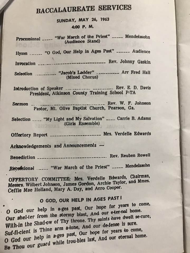 a paper detailing the baccalaureate services at the 1963 commencement