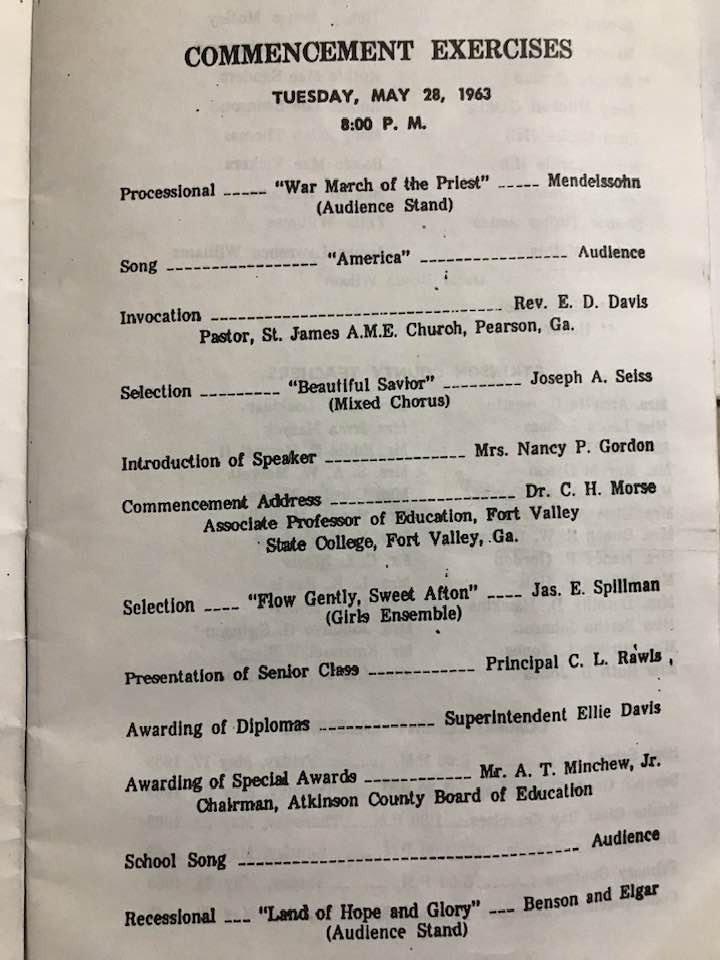 a paper detailing the graduation exercises