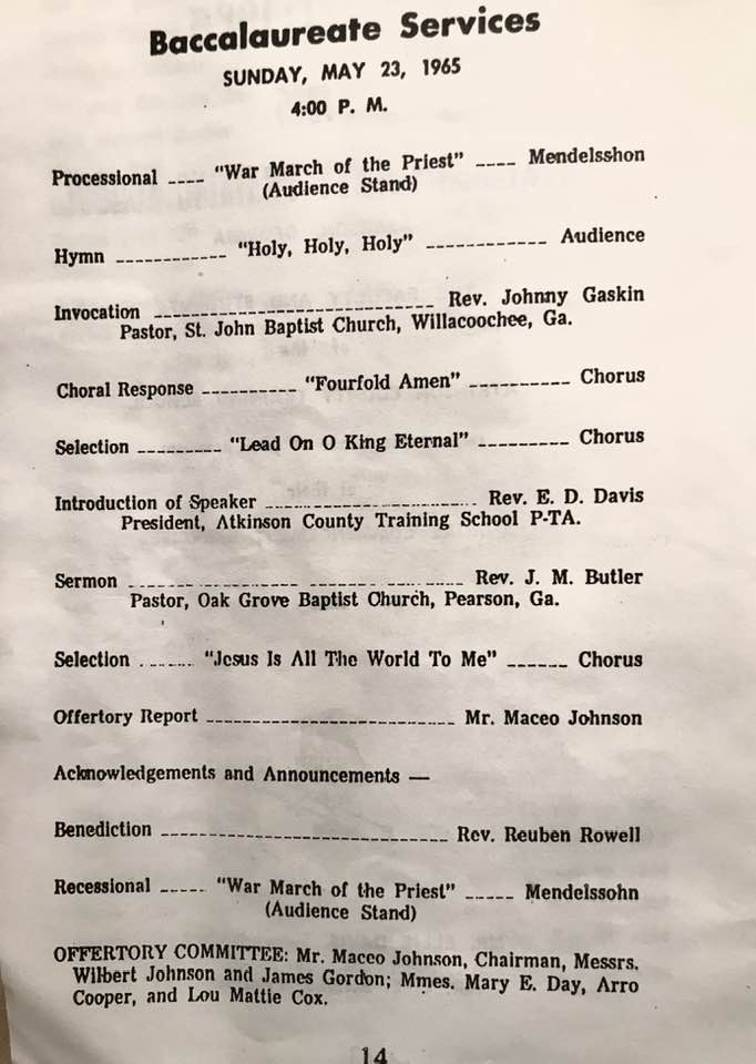 a paper detailing the baccalaureate services at the 1963 commencement