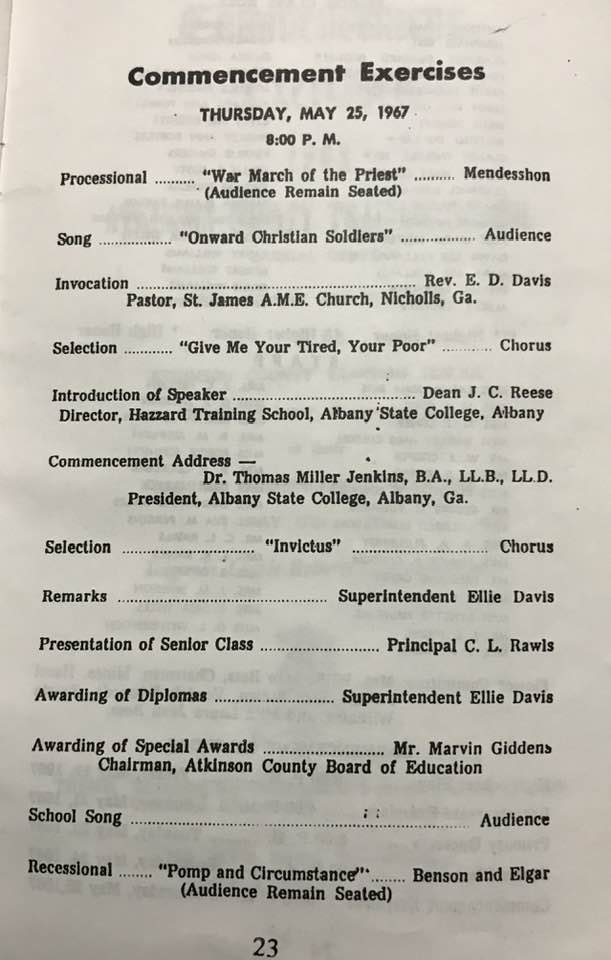 a paper detailing the graduation exercises