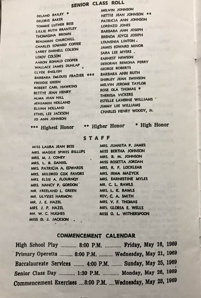 a paper listing the members of faculty and class roll for the ceremony